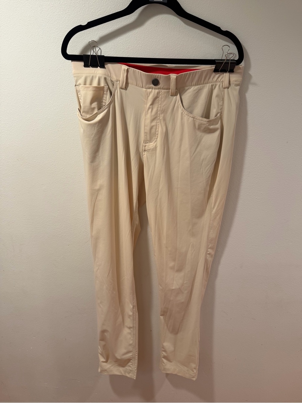 Redvanly Men's Cream Casual Stretch Pants